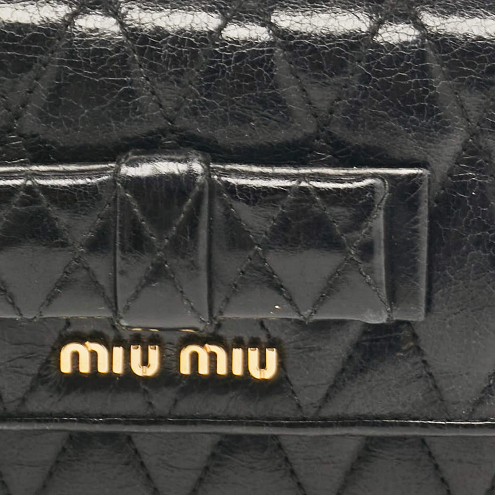 Miu Miu Black Glossy Leather Bow Flap Continental Wallet 1