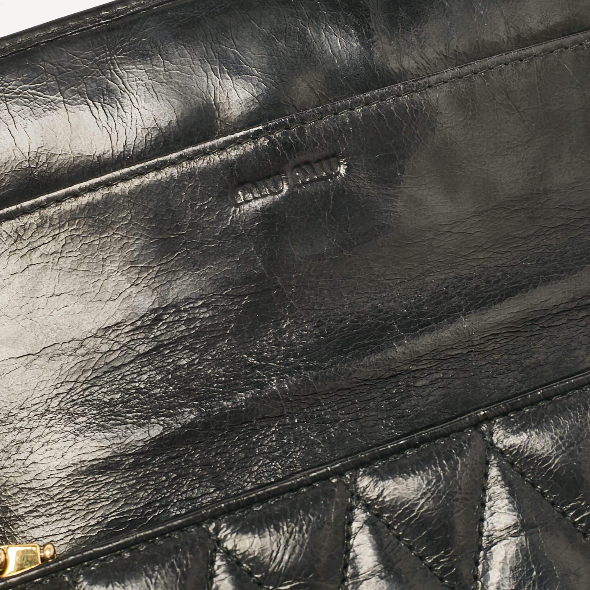 Miu Miu Black Glossy Leather Bow Flap Continental Wallet 3