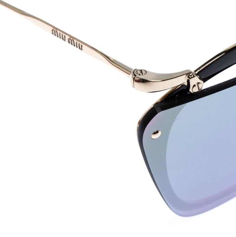 Miu Miu Black/Gold Mirror SMU 54T Frame Sunglasses In Excellent Condition In Dubai, Al Qouz 2