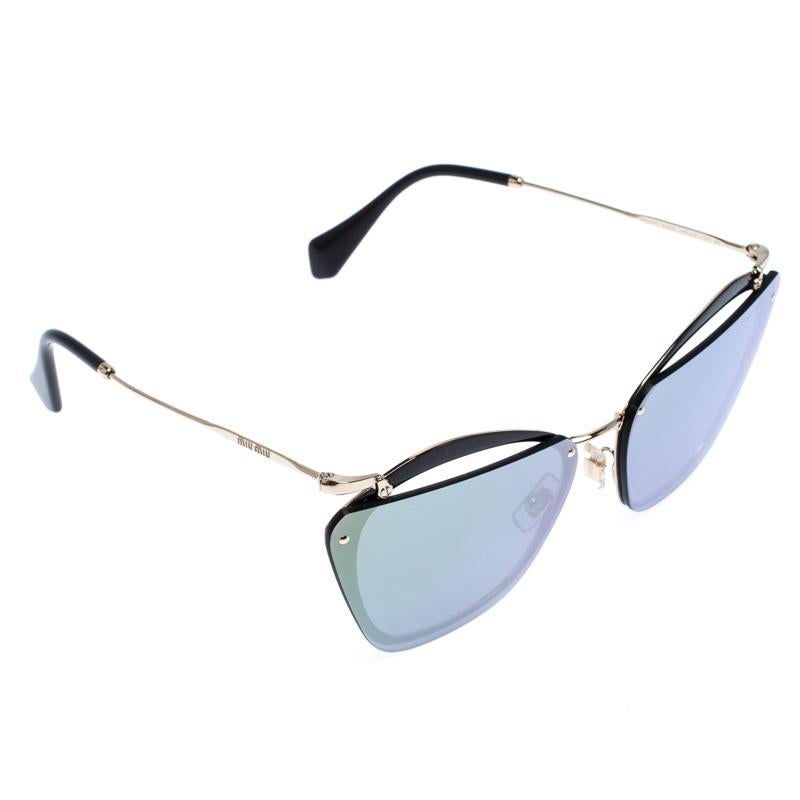 Women's Miu Miu Black/Gold Mirror SMU 54T Frame Sunglasses
