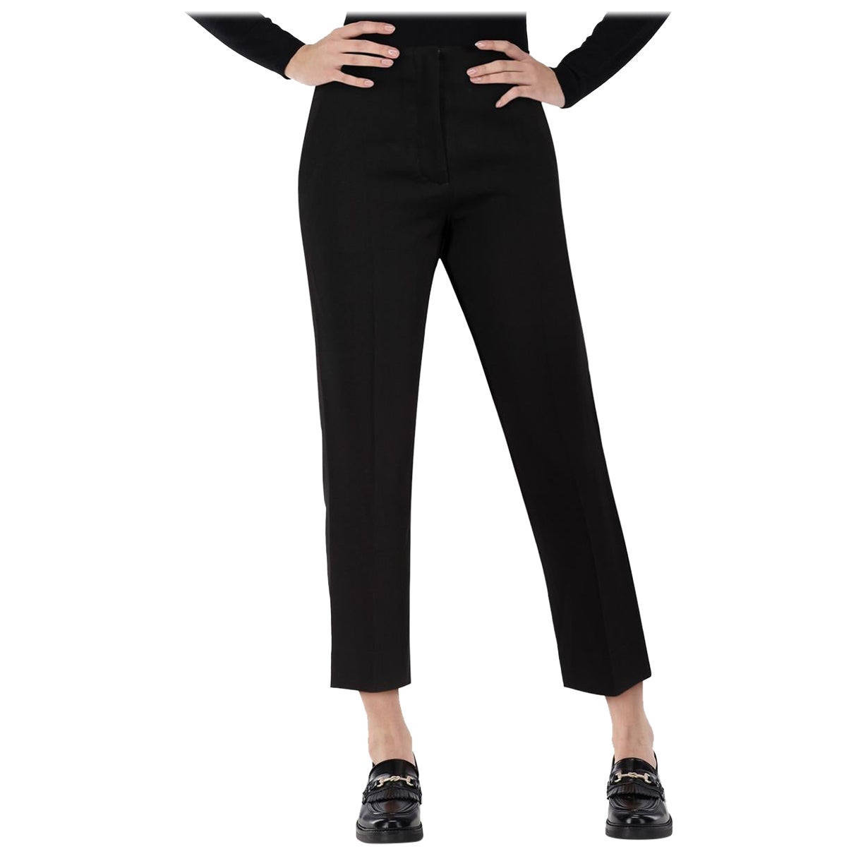 Miu Miu Black High Rise Cropped Slim Fit Trousers Size XXS