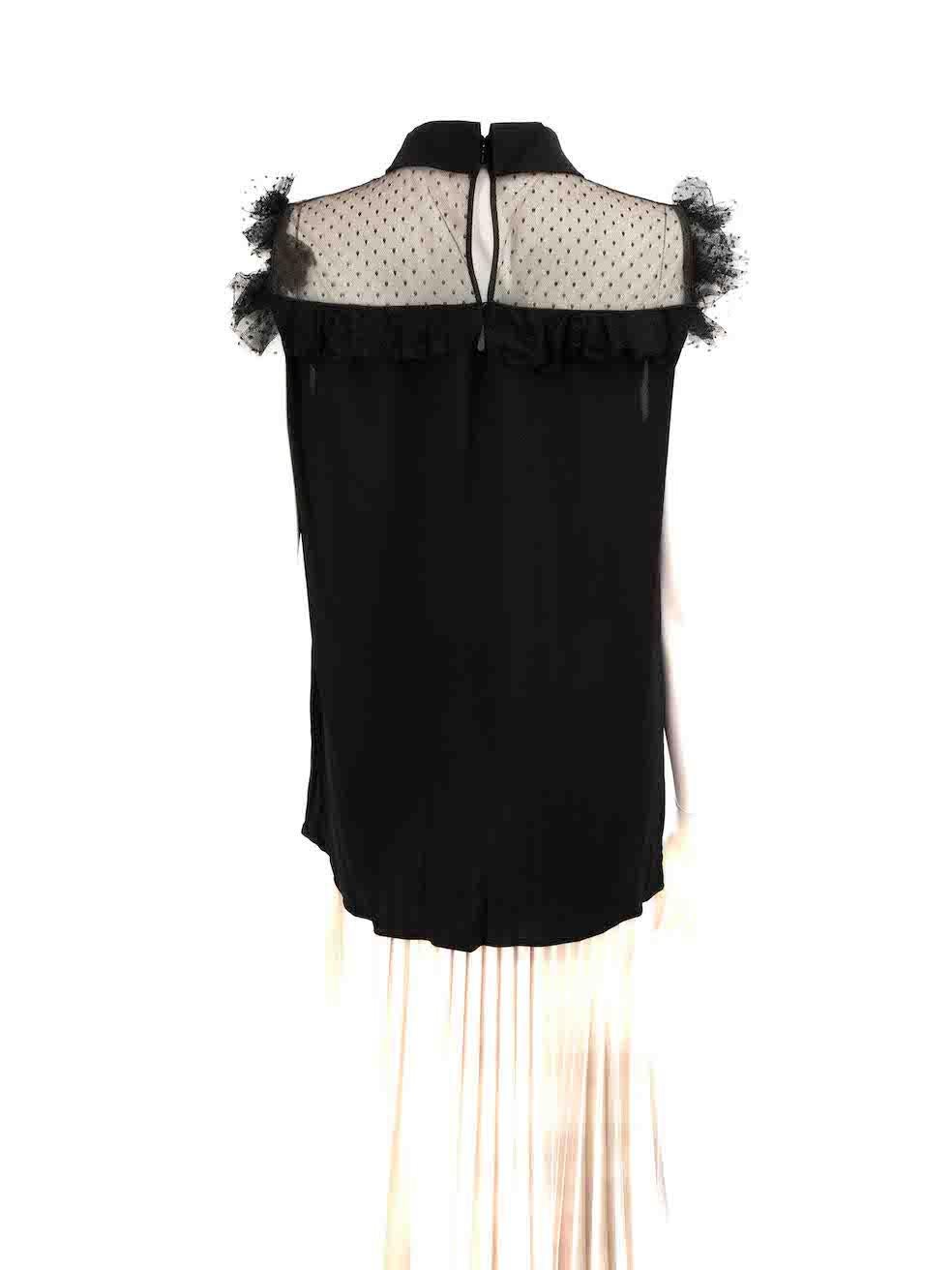 Miu Miu Black Lace Trim Ruffles Sleeveless Top Size XL In Excellent Condition For Sale In London, GB
