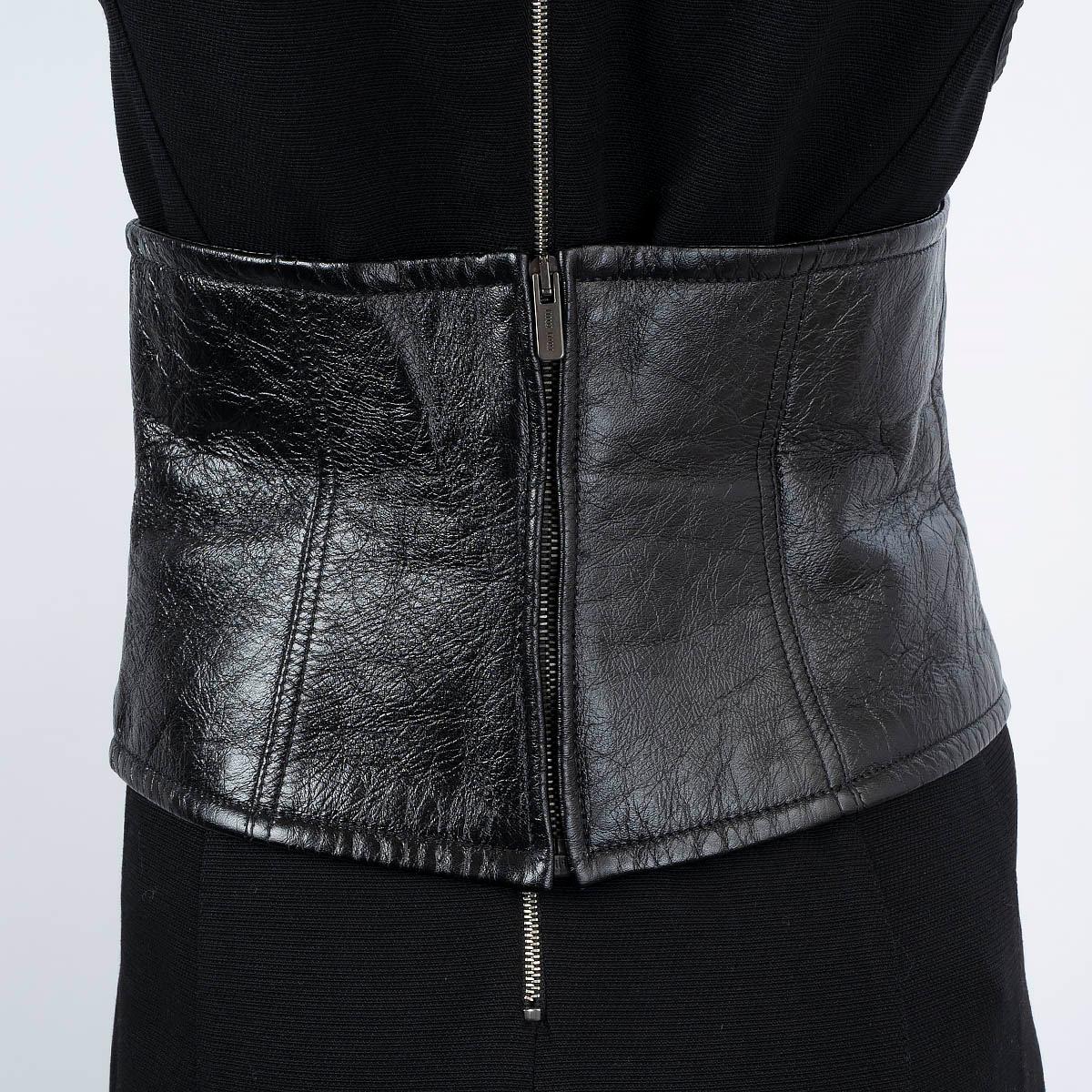 MIU MIU ceinture en cuir noir 2019 LACE-UP WIDE WAIST Excellent état - En vente à Zürich, CH