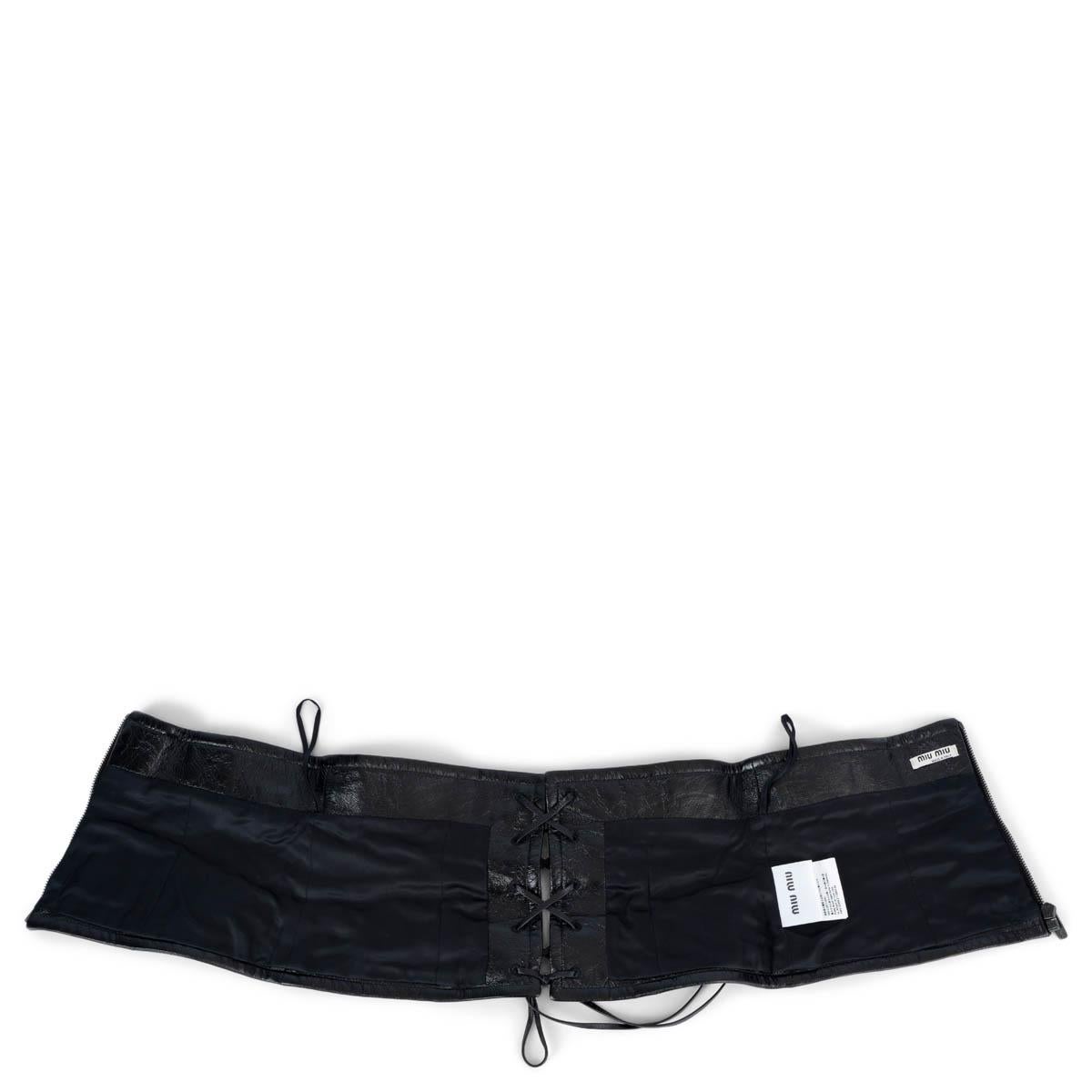 MIU MIU ceinture en cuir noir 2019 LACE-UP WIDE WAIST en vente 2