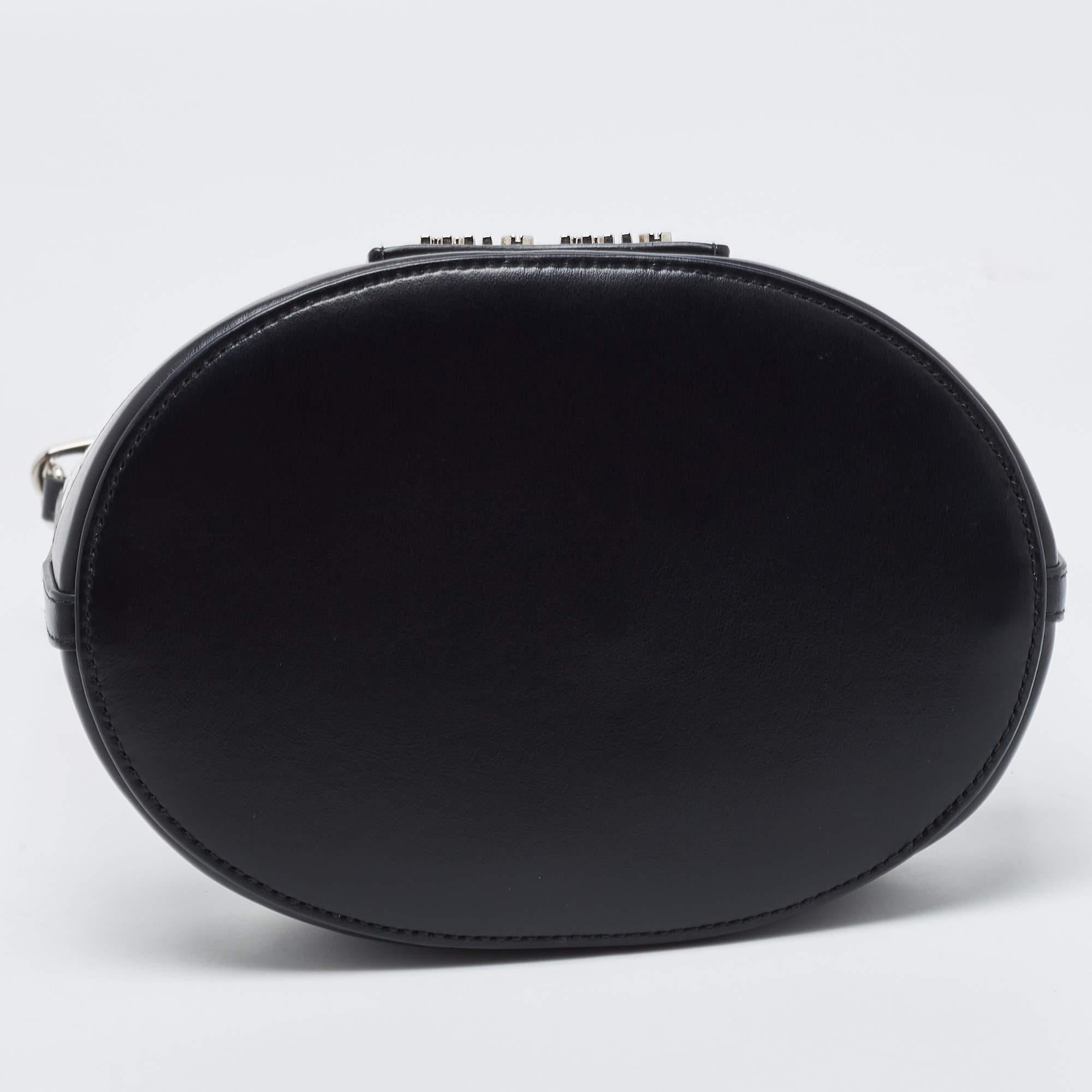 Miu MIu Black Leather And PVC Drawstring Bucket Bag In Excellent Condition In Dubai, Al Qouz 2