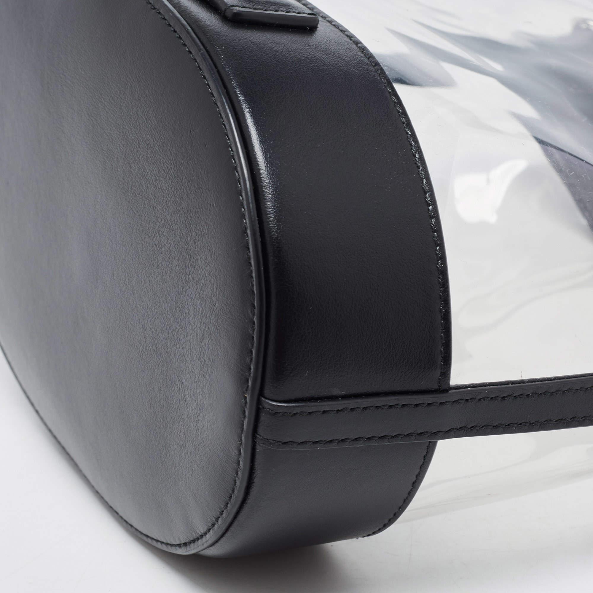 Miu MIu Black Leather And PVC Drawstring Bucket Bag 1
