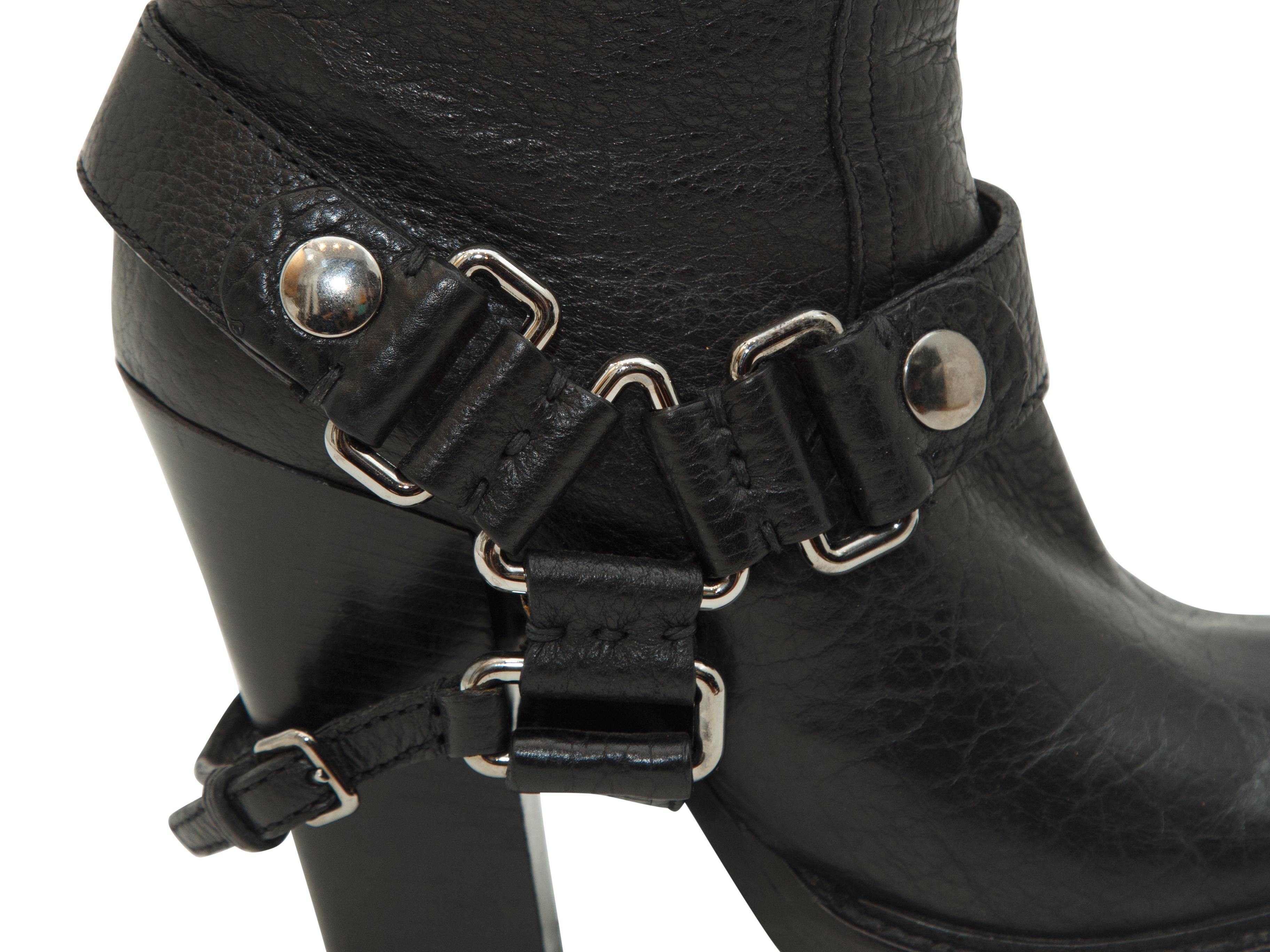 Miu Miu Black Leather Ankle Boots In Good Condition In New York, NY