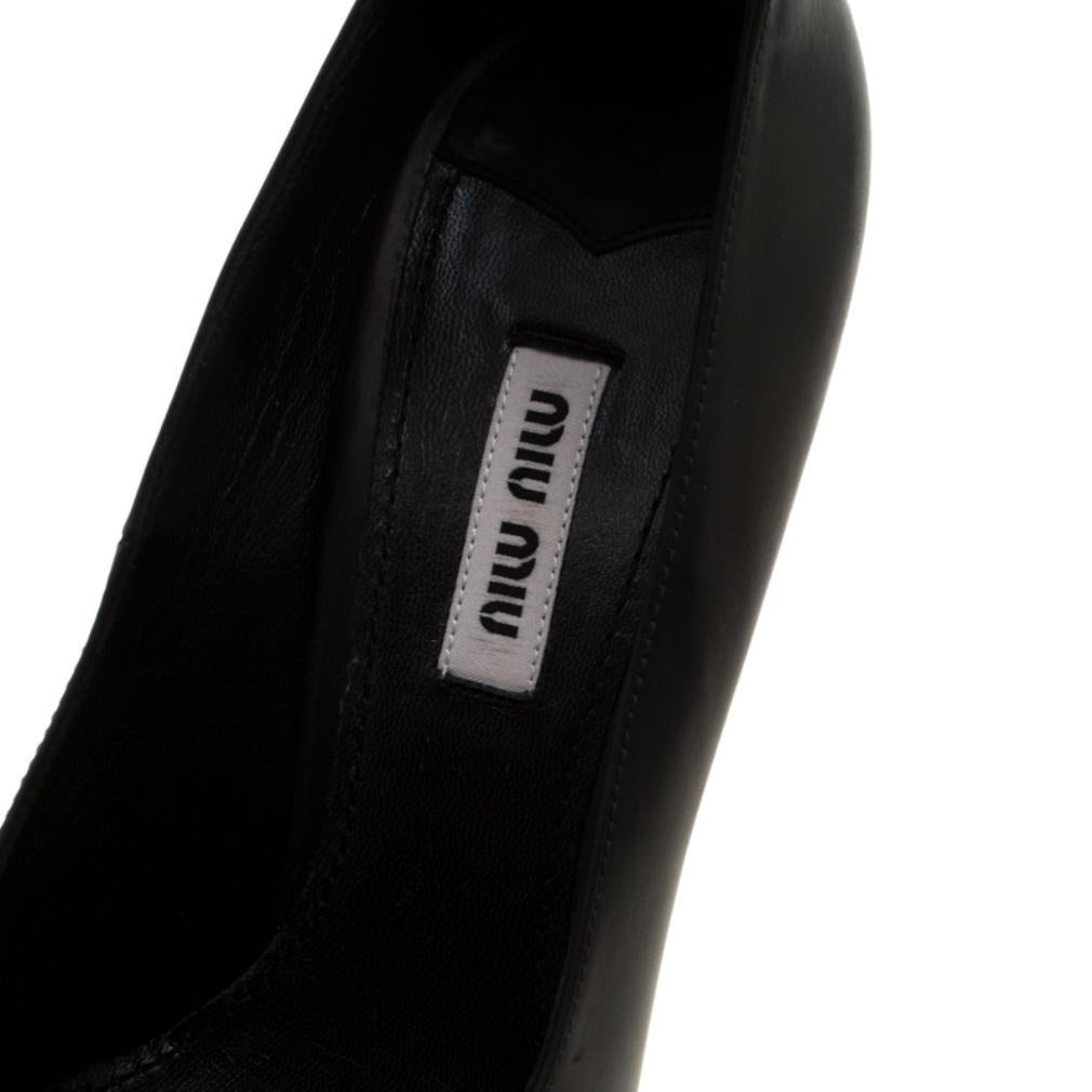 Miu Miu Black Leather Ankle Strap Pointed Toe Pumps Size 39 3