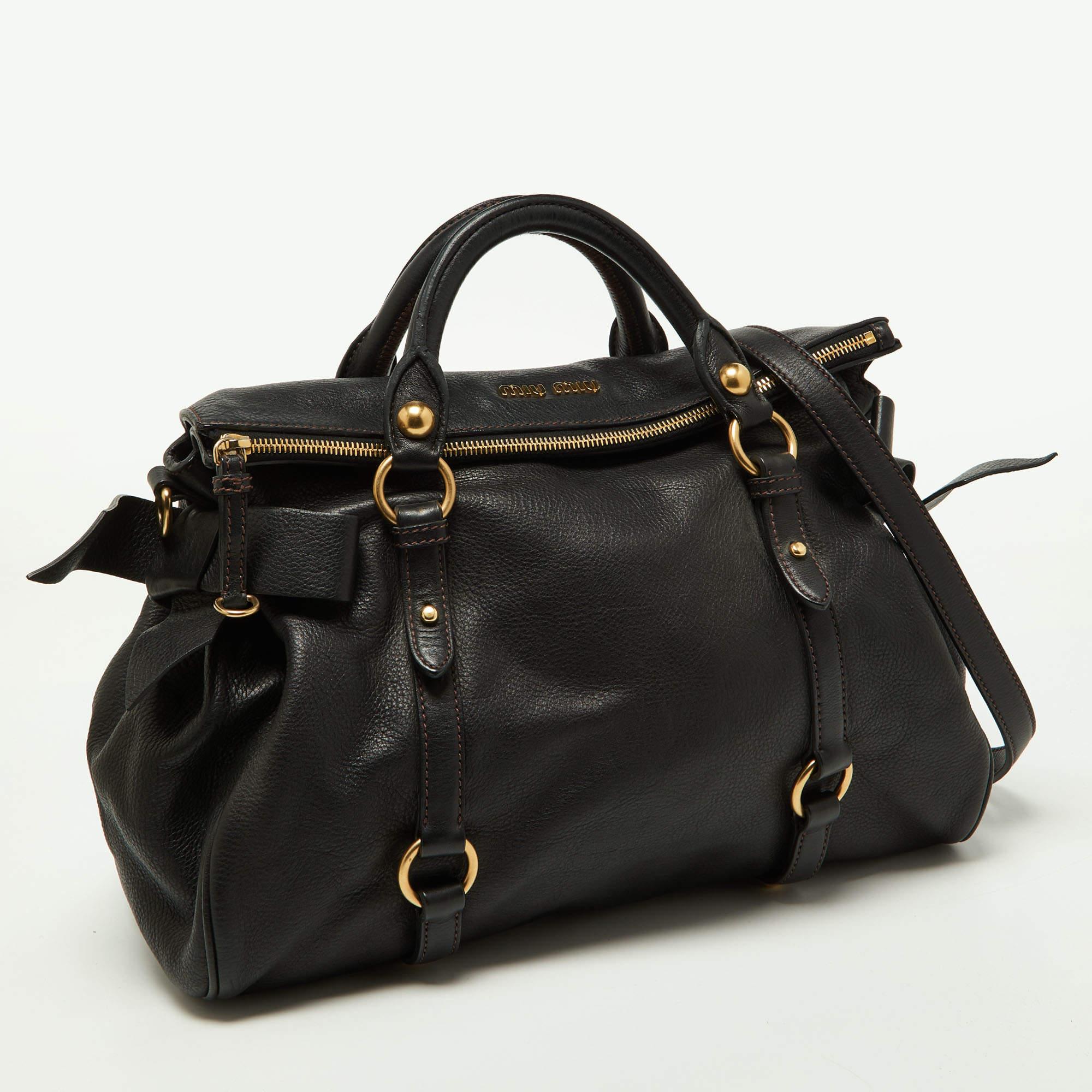 Women's Miu Miu Black Leather Bow Bag