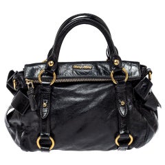 Miu Miu Black Leather Bow Satchel