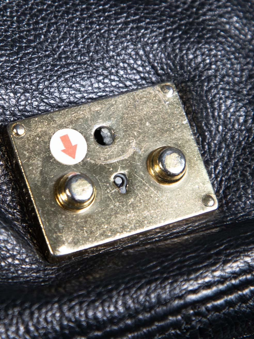 Miu Miu Black Leather Buckle Detail Shoulder Bag 3