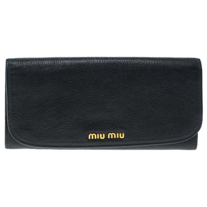 Miu Miu Black Leather Continental Wallet