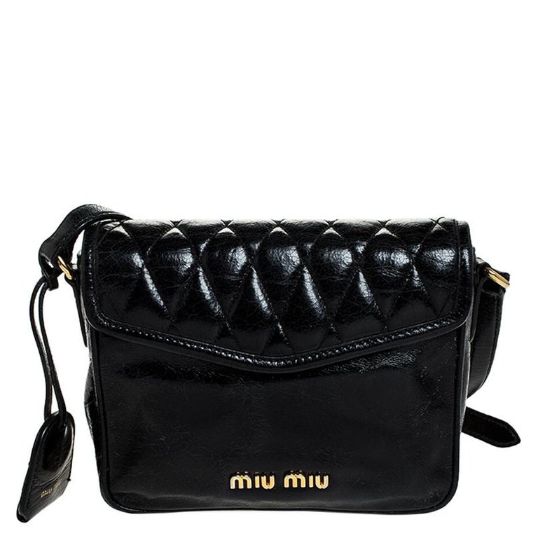 Miu Miu Black Leather Crossbody Bag at 1stDibs