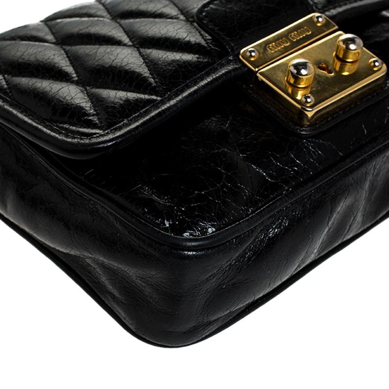 Miu Miu Black Leather Crossbody Bag In Good Condition In Dubai, Al Qouz 2
