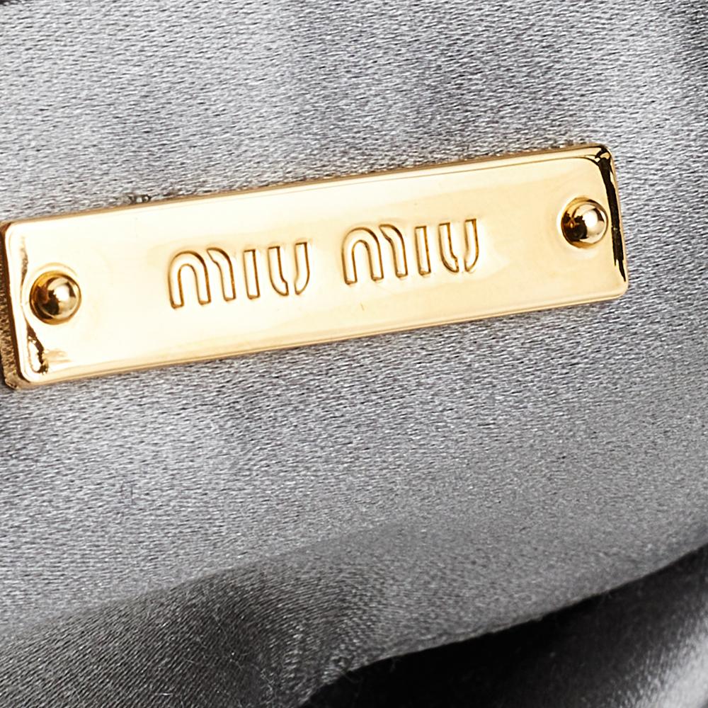 Miu Miu Black Leather Crystal Embellished Fringed Clutch 5