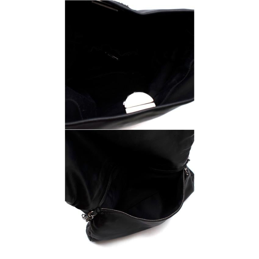 Miu Miu Black Leather Crystal Fold Over Clutch Bag 5