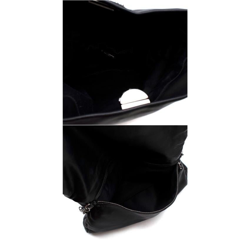 Miu Miu Schwarzes Leder Crystal Fold Over Clutch Tasche 6