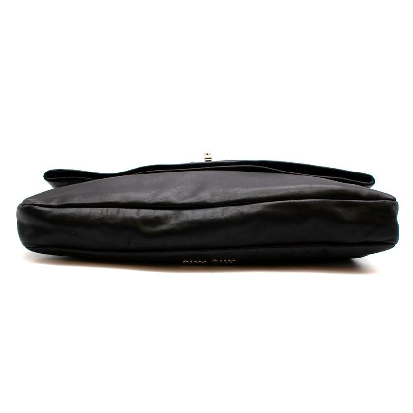 Women's Miu Miu Black Leather Crystal Fold Over Clutch Bag