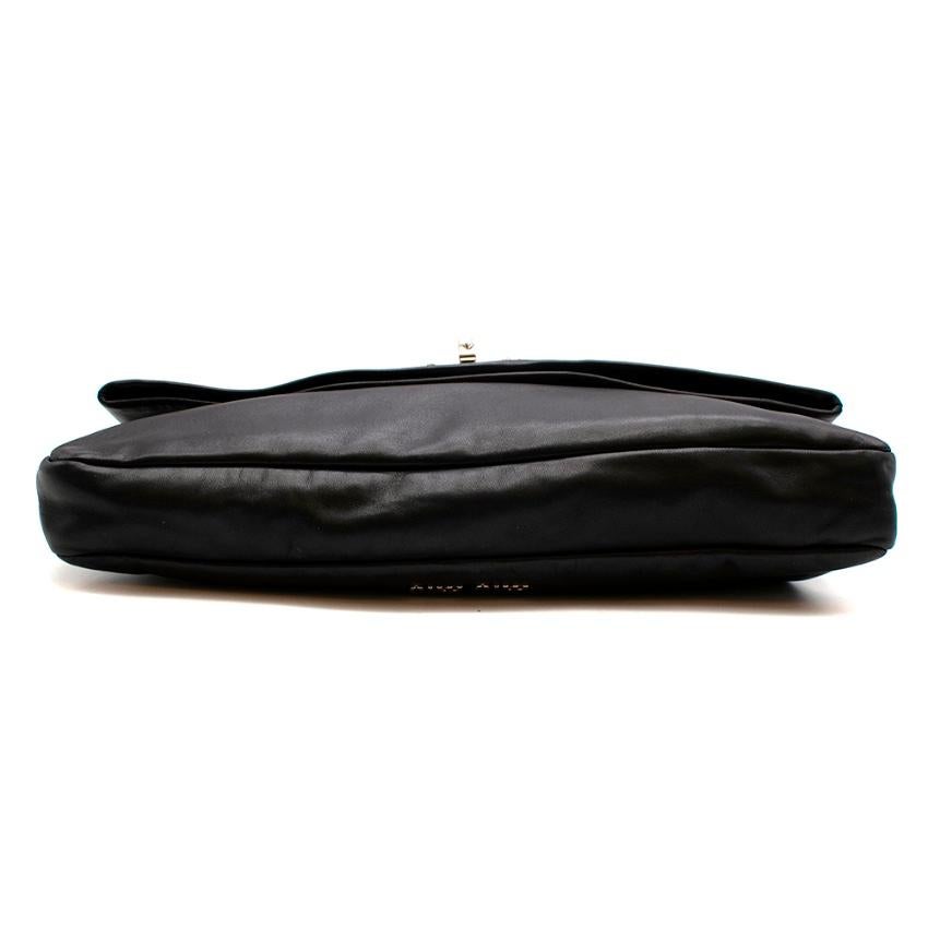Miu Miu Schwarzes Leder Crystal Fold Over Clutch Tasche 1