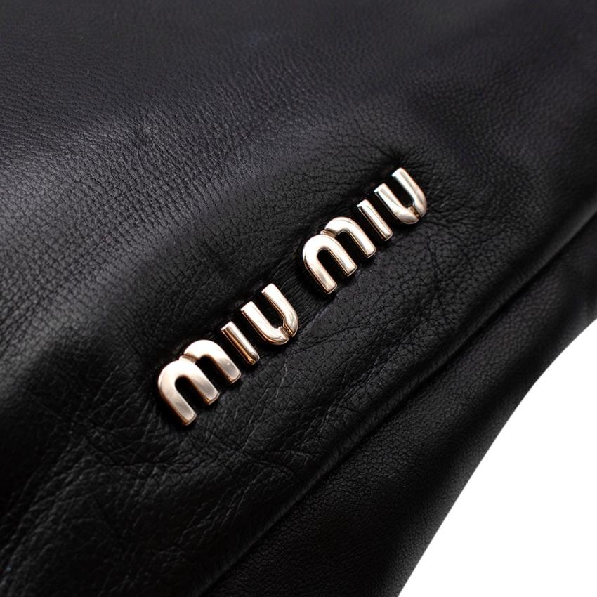 Miu Miu Schwarzes Leder Crystal Fold Over Clutch Tasche 2