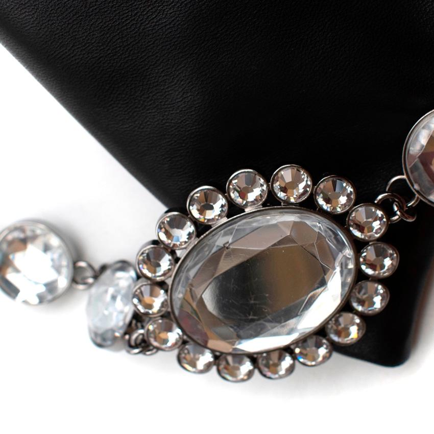 Miu Miu Schwarzes Leder Crystal Fold Over Clutch Tasche 3