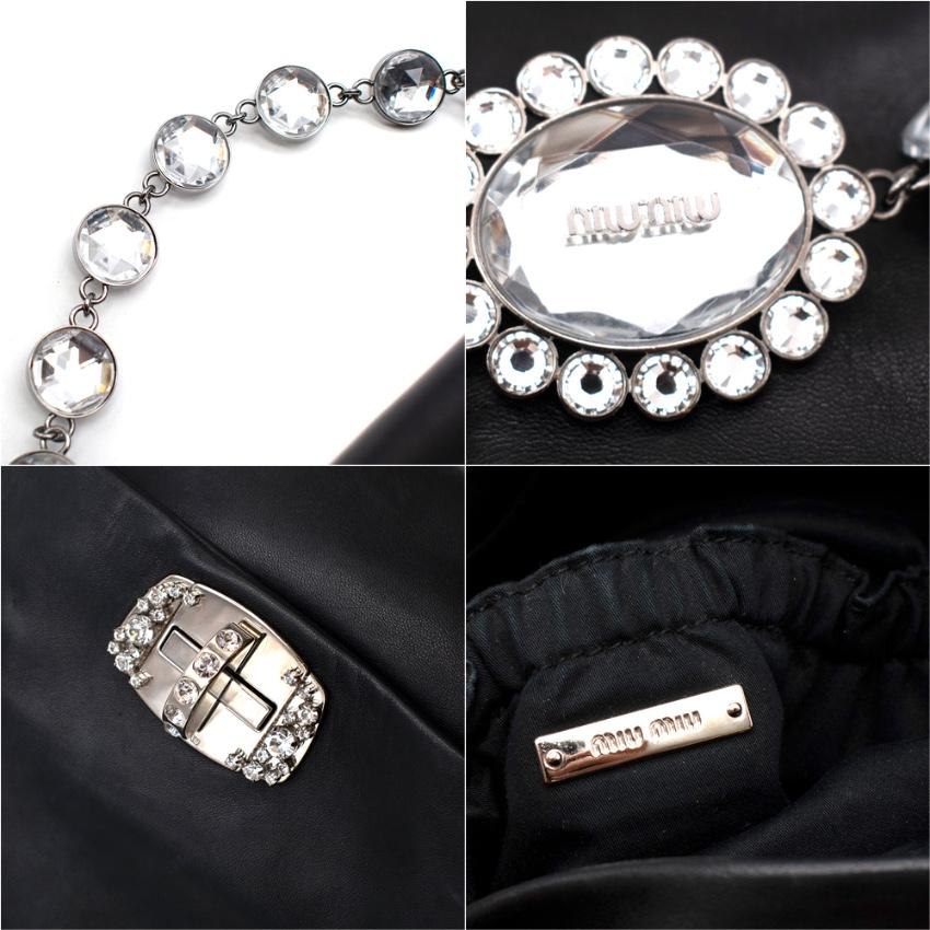 Miu Miu Black Leather Crystal Fold Over Clutch Bag 4