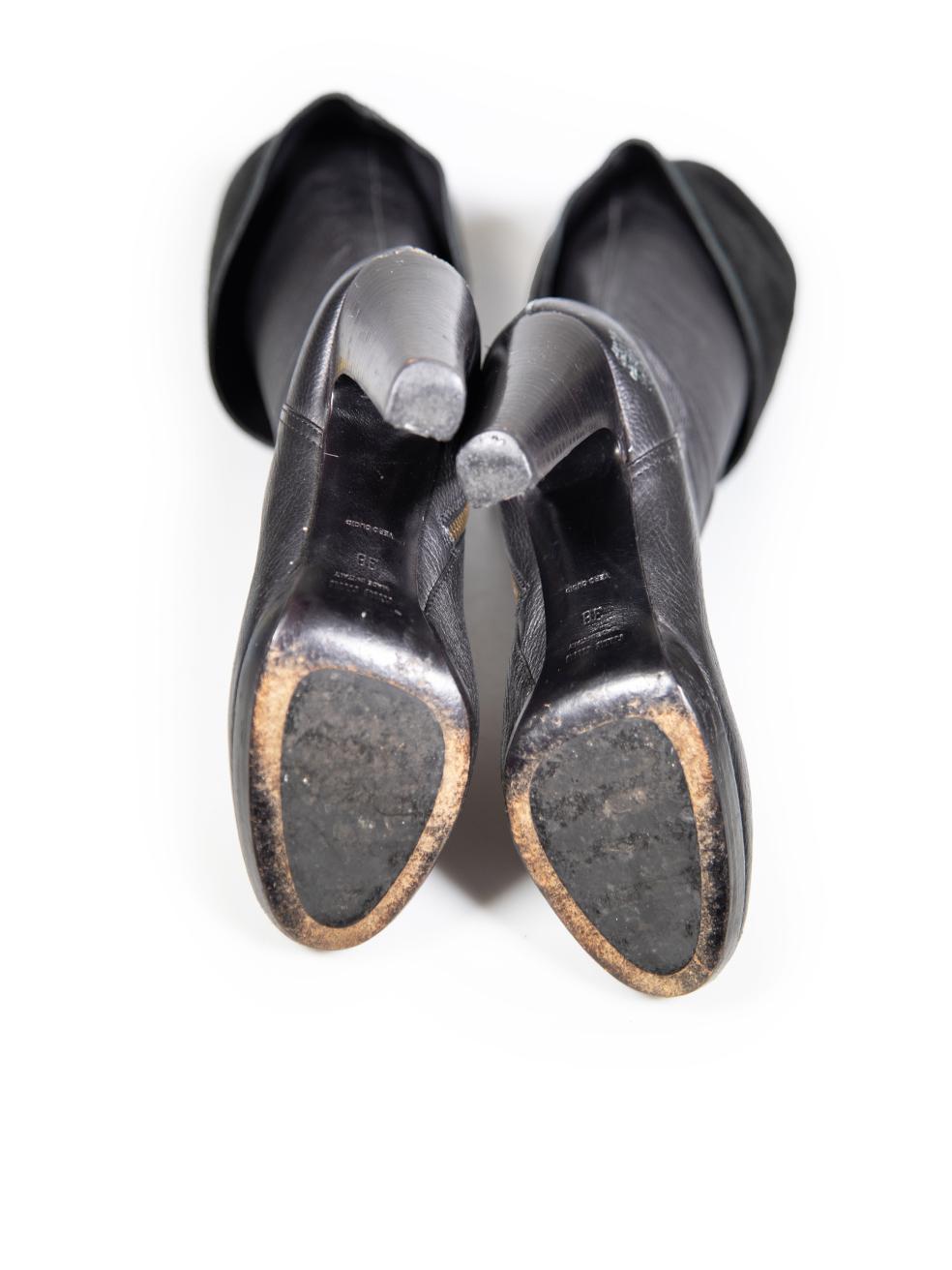 Women's Miu Miu Black Leather Cuffed Heeled Boots Size IT 38 For Sale