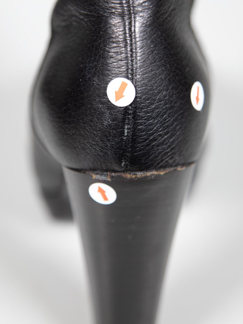Miu Miu Black Leather Cuffed Heeled Boots Size IT 38 For Sale 2
