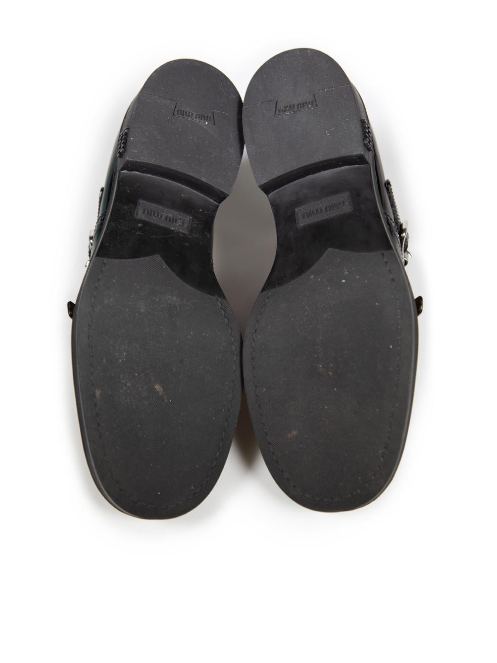 Women's Miu Miu Black Leather Double Monk Brogues Size IT 38 For Sale