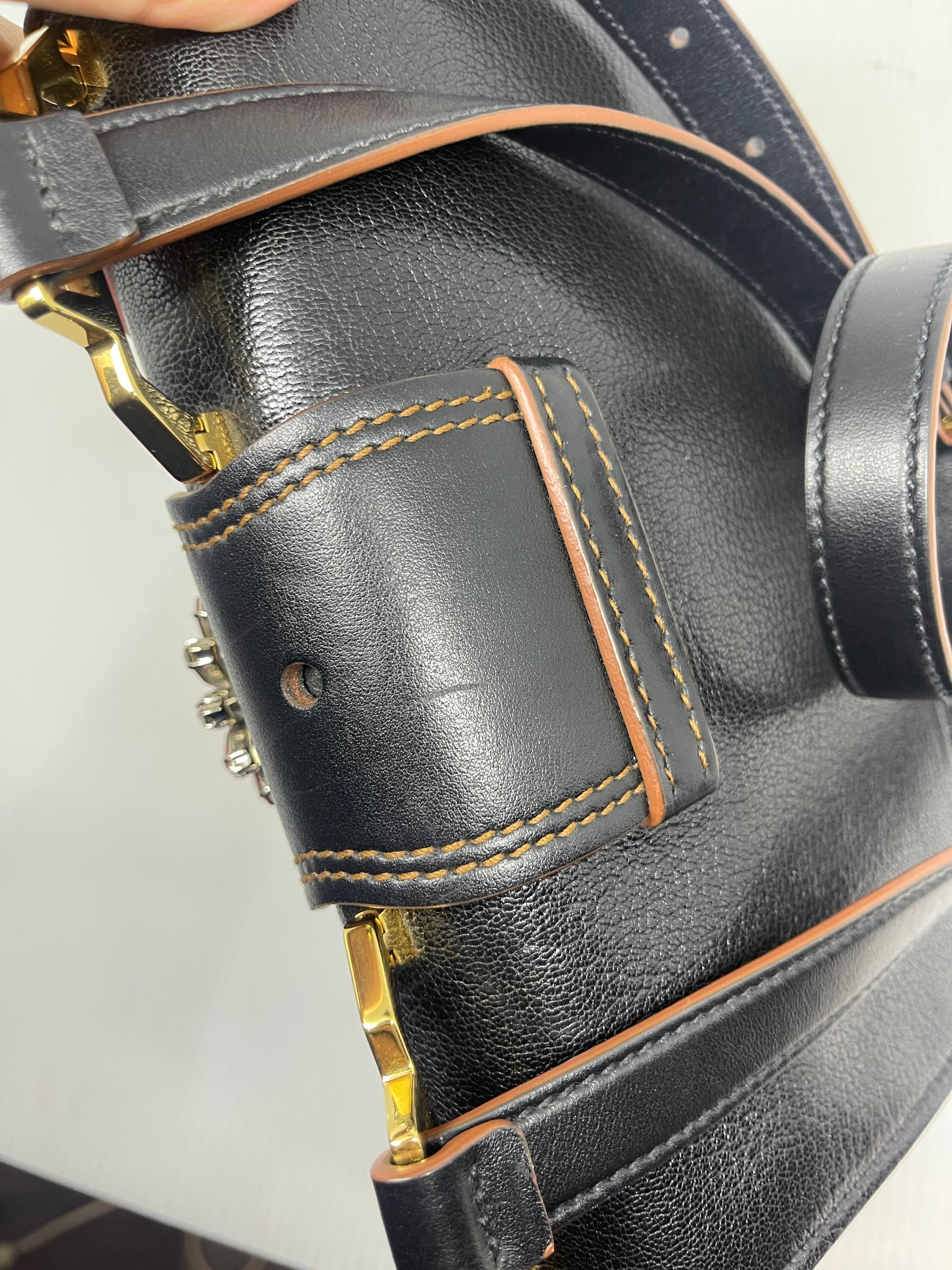 Miu Miu Black Leather Embellished Jewel Madras Crossbody Bag For Sale 2