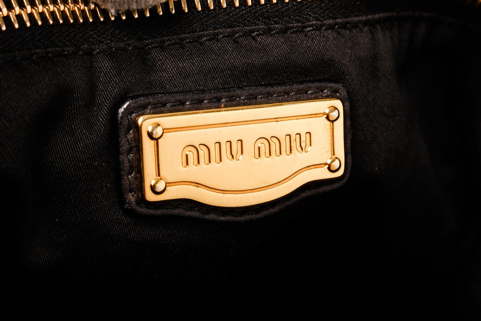 Miu Miu Black Leather Fold Over Shoulder Bag with leather For Sale 3