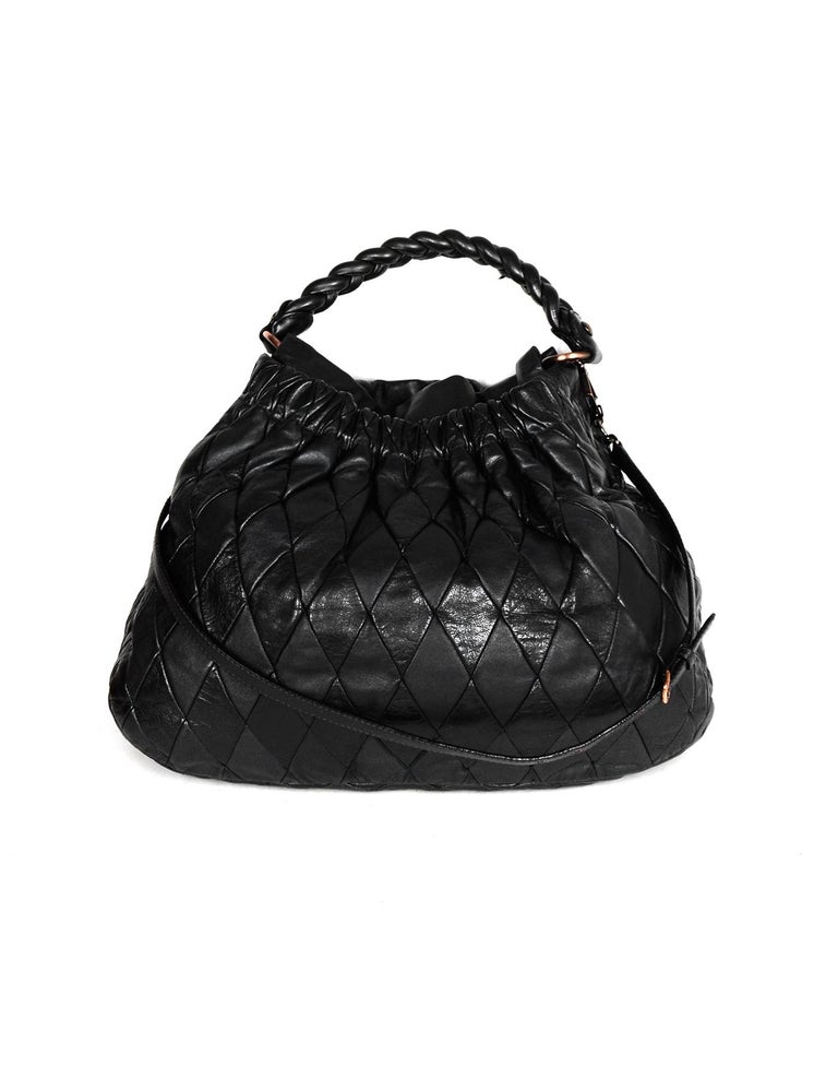 Miu Miu Black Leather Harlequin Patchwork Hobo Bag W/ Strap For Sale at ...