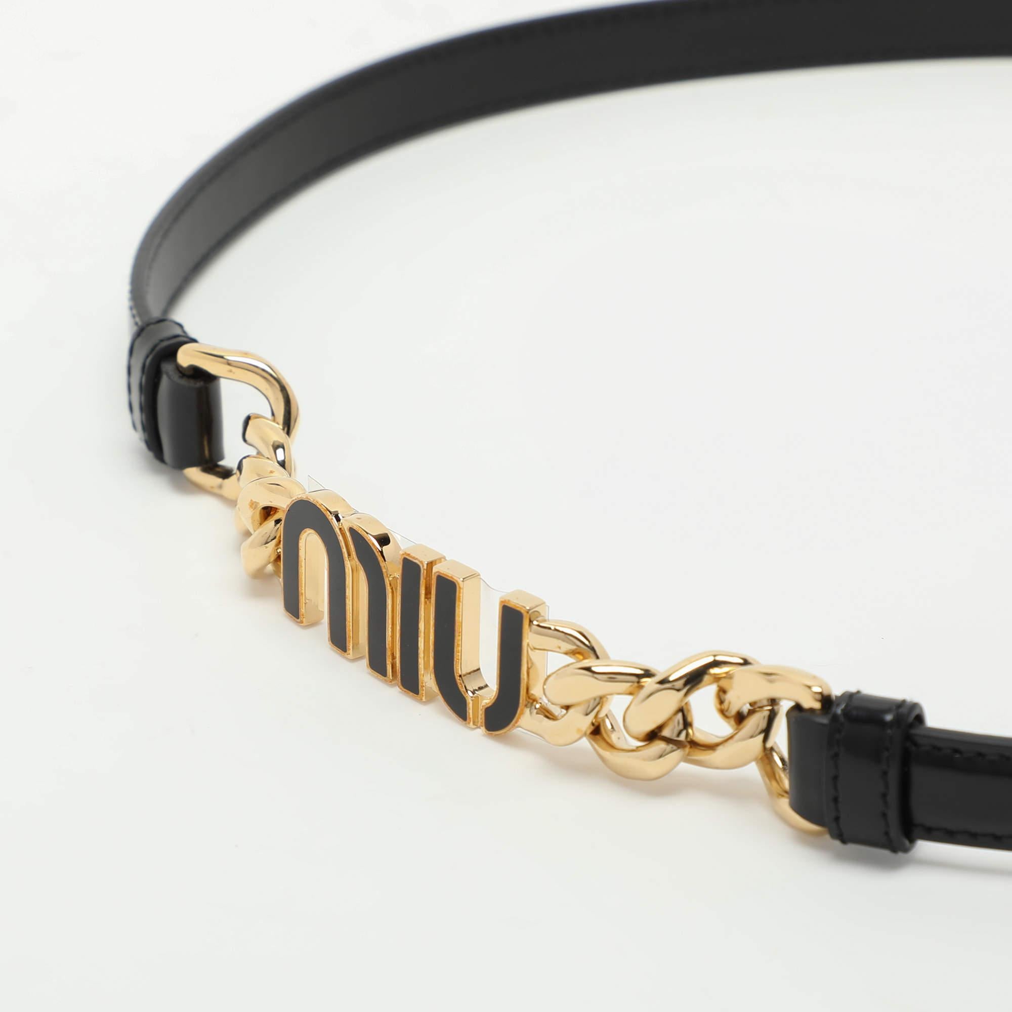 Belts are amazing accessories offering both functionality and style. If youre looking to add one we have this fine choice by Miu Miu. It has a luxe look and a beautiful finish.