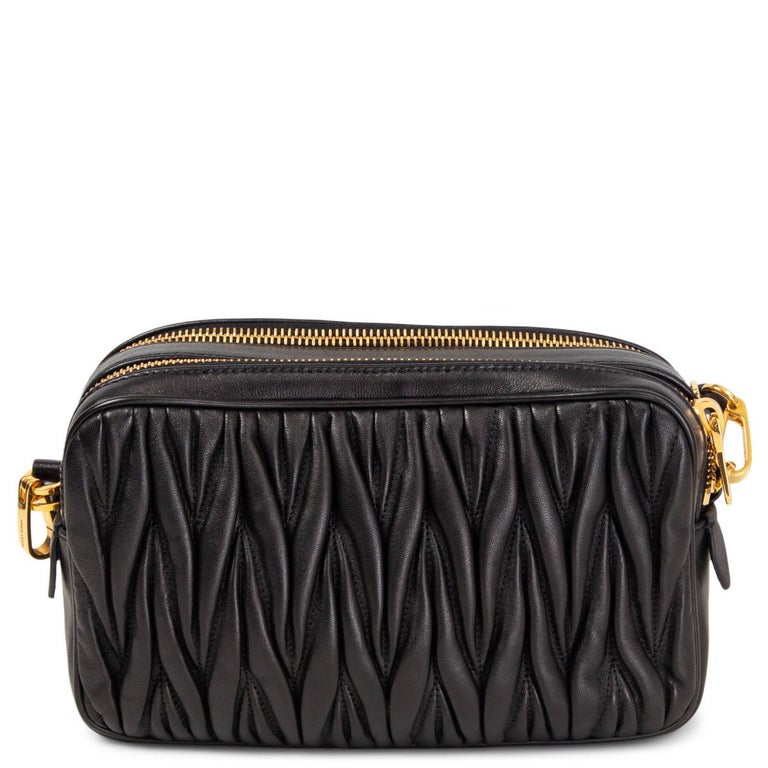MIU MIU black leather MATELASSE DOUBLE ZIP CAMERA Crossbody Bag at 1stDibs