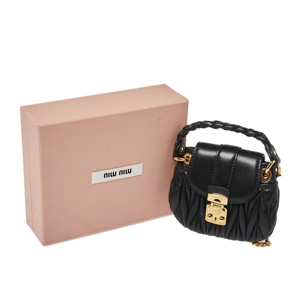 Miu Miu Black Leather Matelassé Leather Mini Crossbody Bag 5