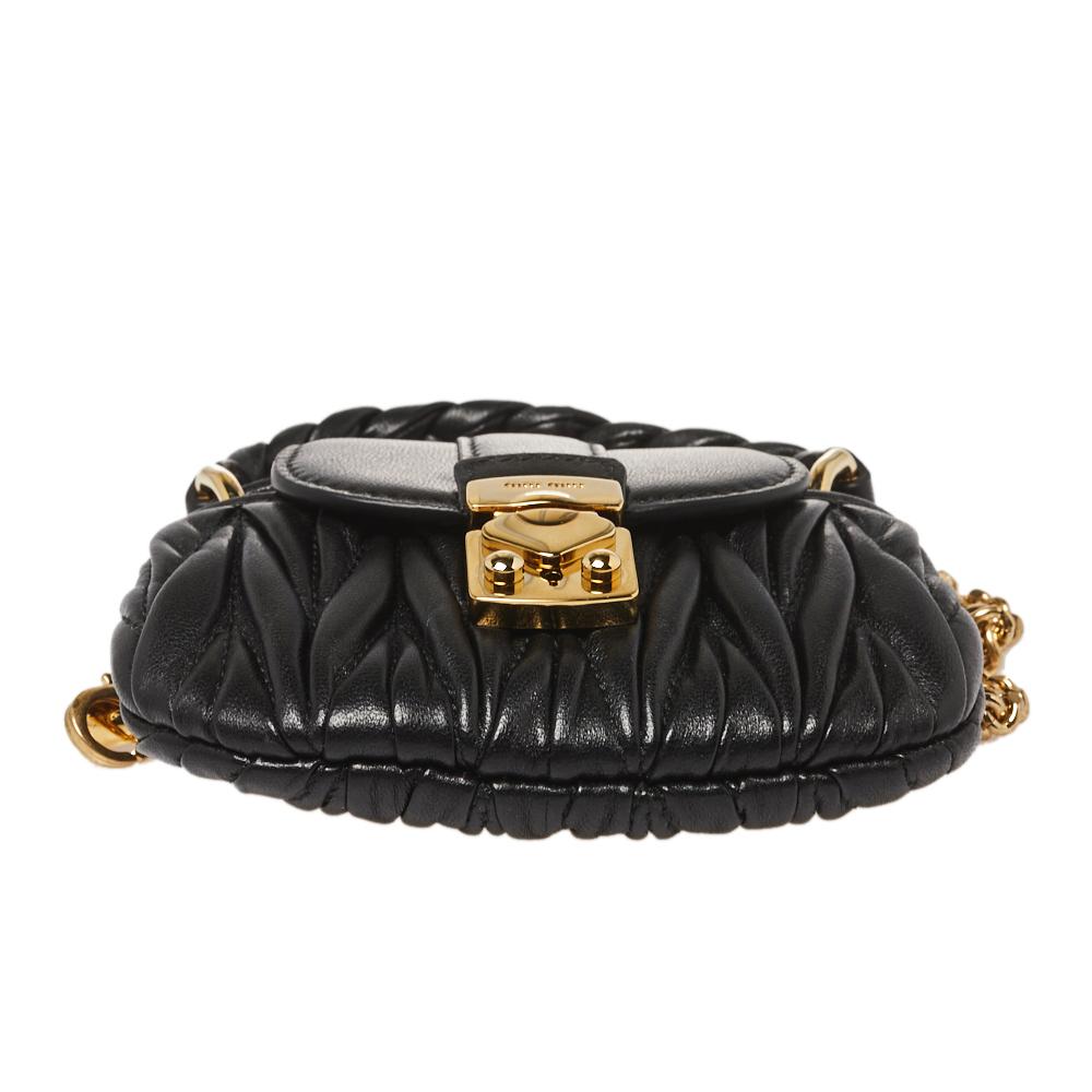 Miu Miu Black Leather Matelassé Leather Mini Crossbody Bag 1