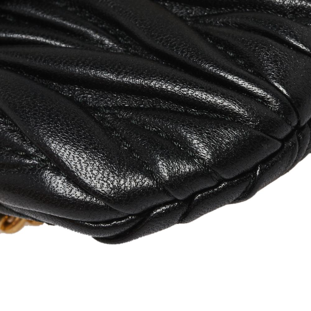 Miu Miu Black Leather Matelassé Leather Mini Crossbody Bag 2