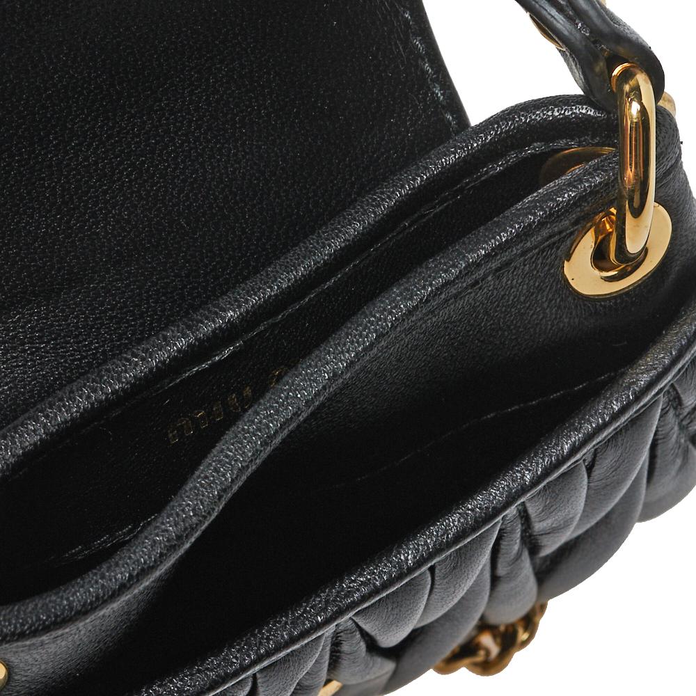 Miu Miu Black Leather Matelassé Leather Mini Crossbody Bag 4