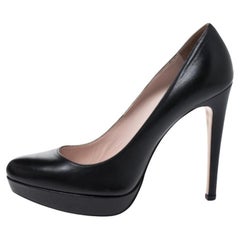 Miu Miu Black Leather Platform Pumps Size 38