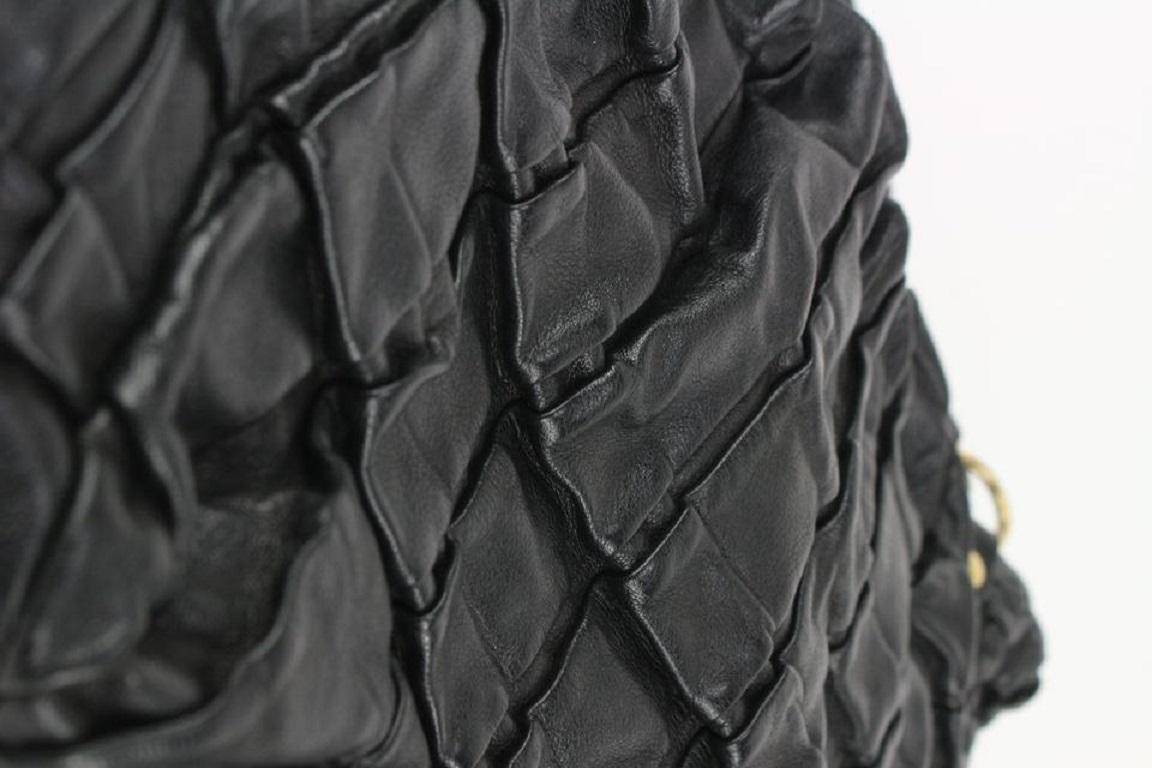 Miu Miu Black Leather Quilted Ruffle Hobo Bag 44miu722 For Sale 3