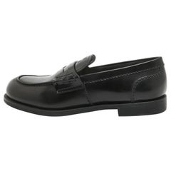 Miu Miu Black Leather Slip On Loafers Size 39
