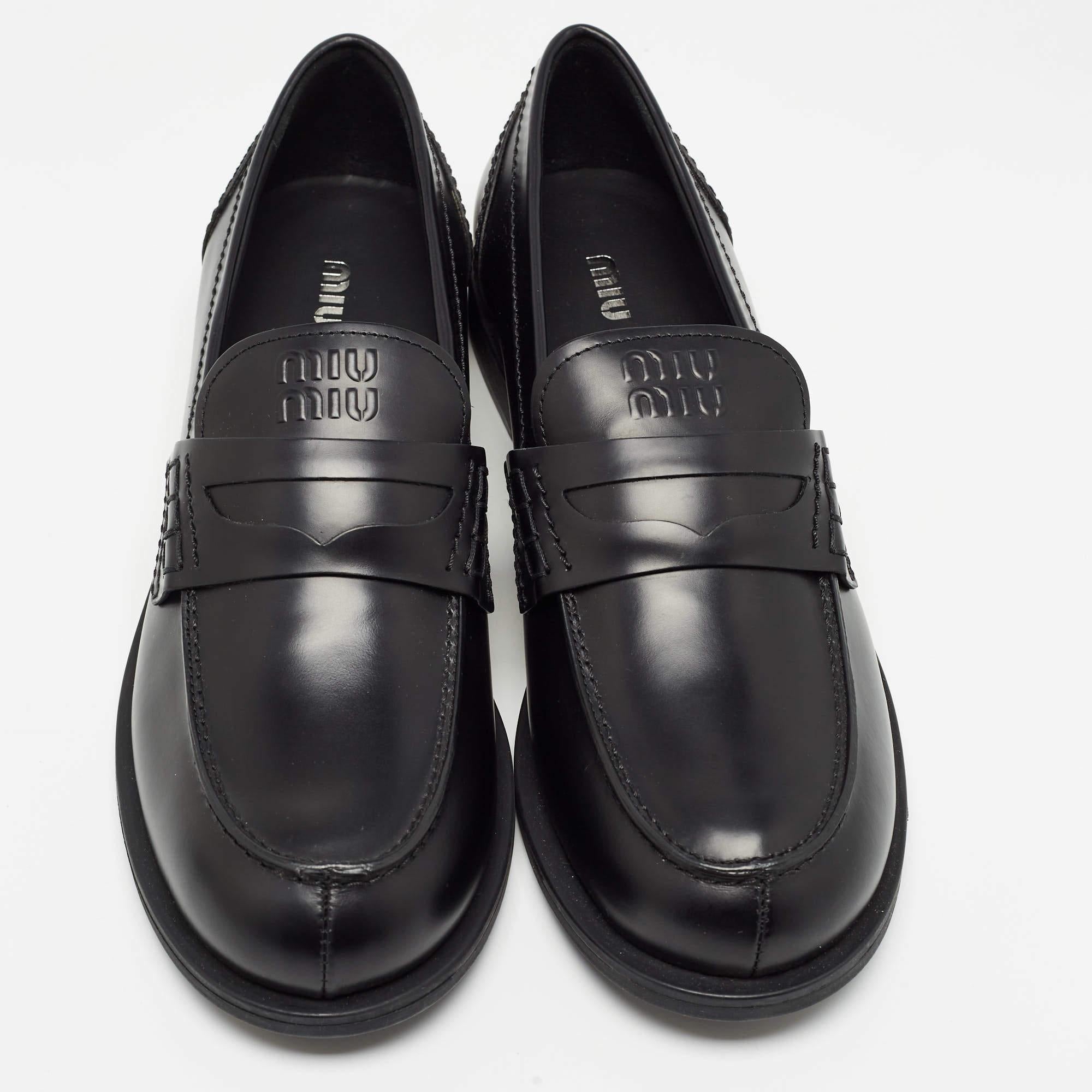 Practical, fashionable, and durable—these Miu Miu loafers are carefully built to be fine companions to your everyday style. They come made using the best materials to be a prized buy.

