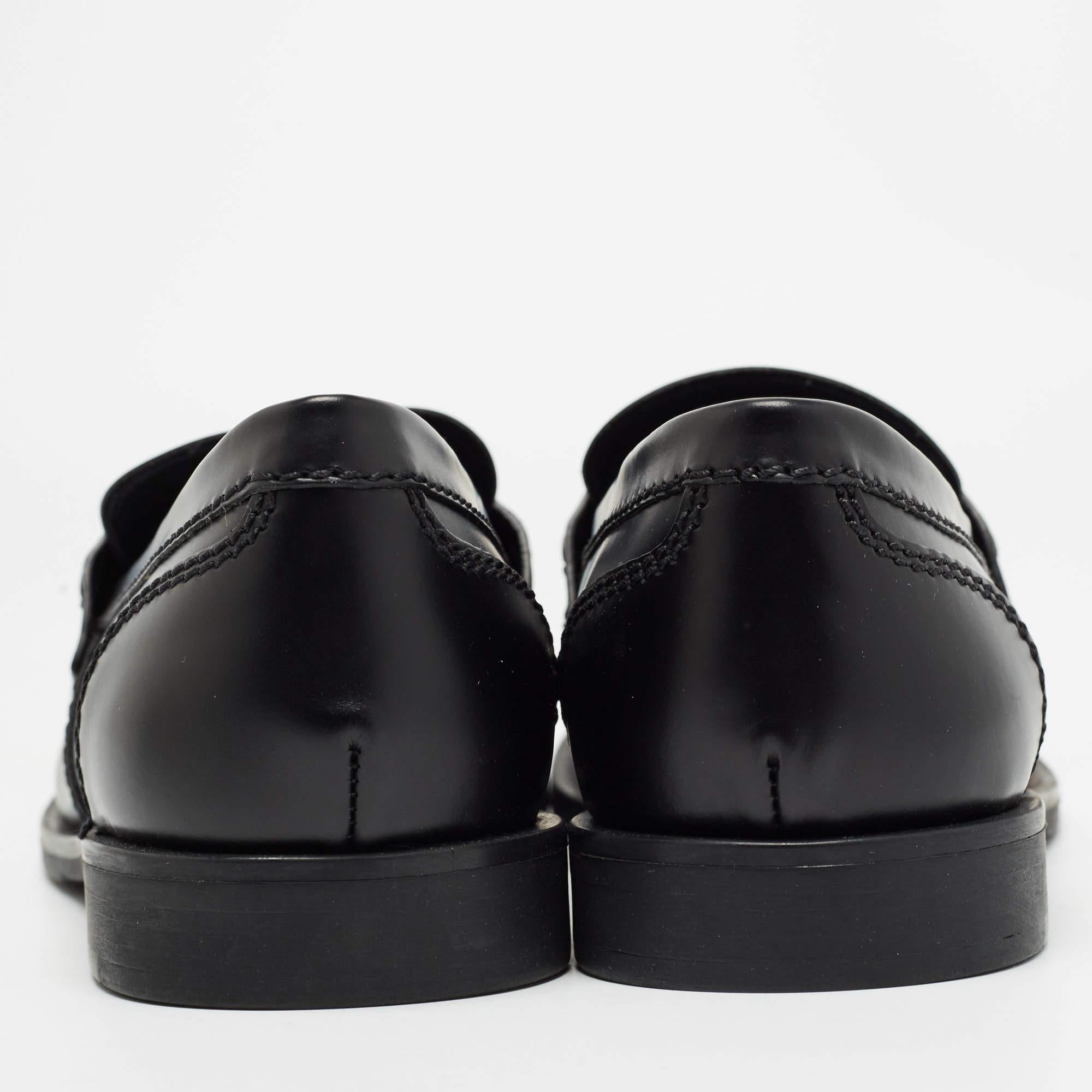 Miu Miu Black Leather Slip On Loafers Size 39.5 For Sale 2