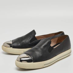Miu Miu Black Leather Slip On Sneakers Size 41