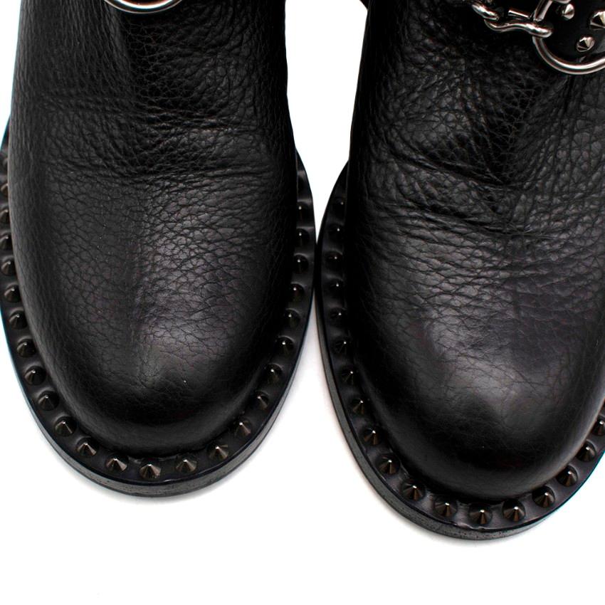 Miu Miu Black Leather Studded Chain Trim Boots - Size 39.5 3