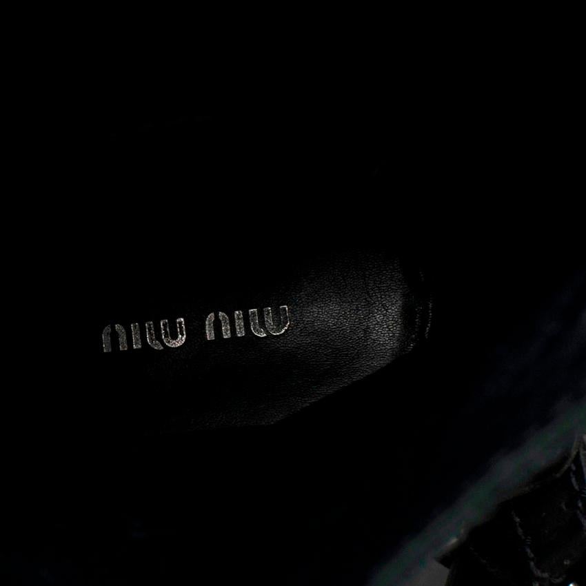 Miu Miu Black Leather Studded Chain Trim Boots - Size 39.5 1