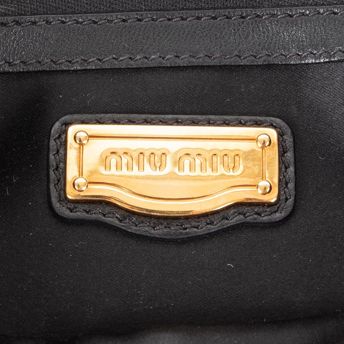 MIU MIU black leather STUDDED MATELASSE QUILTED Clutch Bag For Sale 1