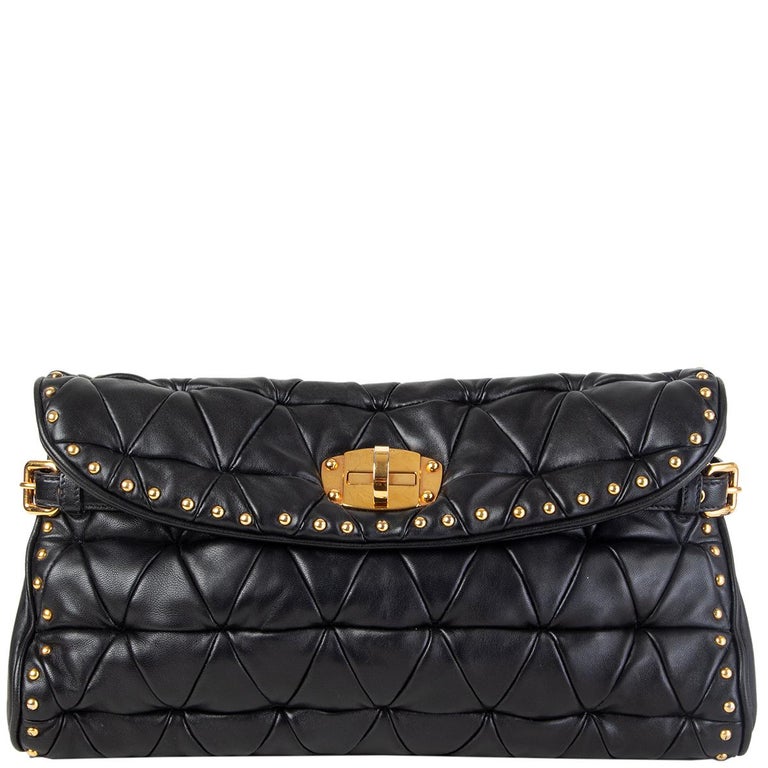 Pochette MIU MIU in pelle nera STUDDED MATELASSE QUILTED in