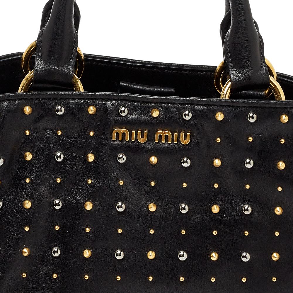 Miu Miu Black Leather Studded Satchel 1