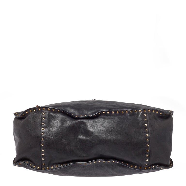 Miu Miu Black Leather Studded Shoulder Bag For Sale at 1stDibs